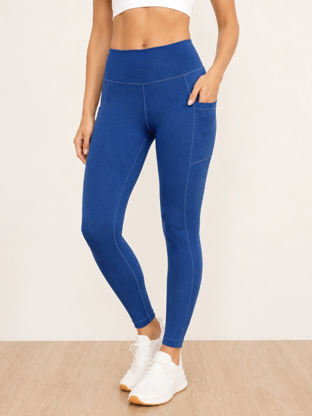 WOLVEN Leggings | 2 side Pockets Leggings - Size Large, Royal Blue